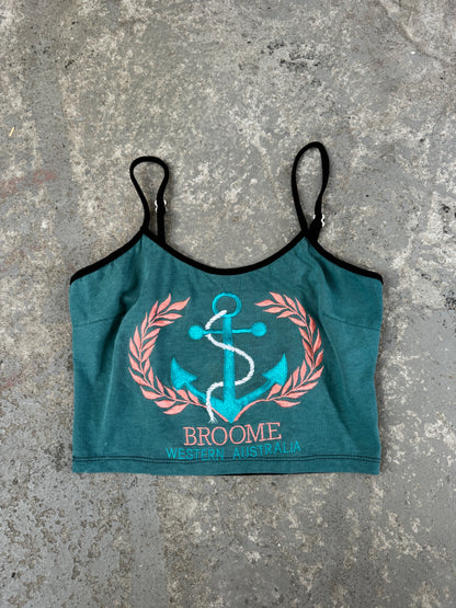 ANCHOR VINTAGE VACATION CROPPED CAMI TOP / XS-S