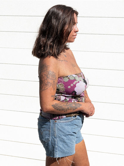 VINTAGE PAISLEY SWIRL TUBE TOP / L