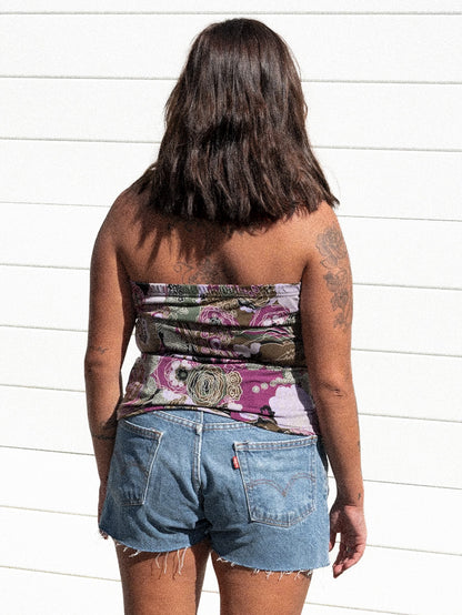 VINTAGE PAISLEY SWIRL TUBE TOP / L