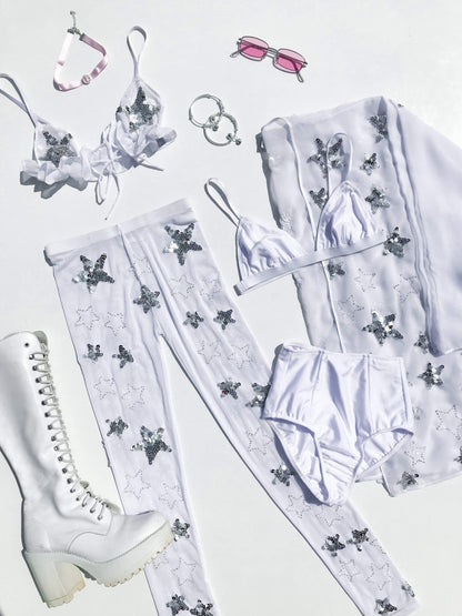 HP PHOENIX LEGGINGS - WHITE + SILVER