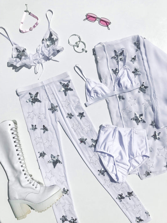 HP PHOENIX LEGGINGS - WHITE + SILVER
