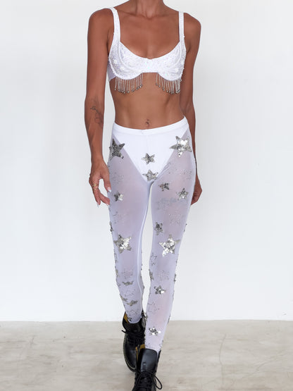 HP PHOENIX LEGGINGS - WHITE + SILVER