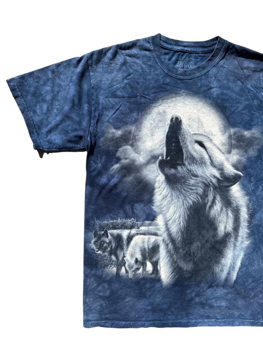 VINTAGE NAVY BLUE HOWLING WOLF T SHIRT / M